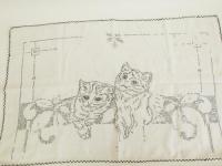 キッチンクロス猫の刺繍　アンティーク