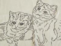 キッチンクロス猫の刺繍　アンティーク